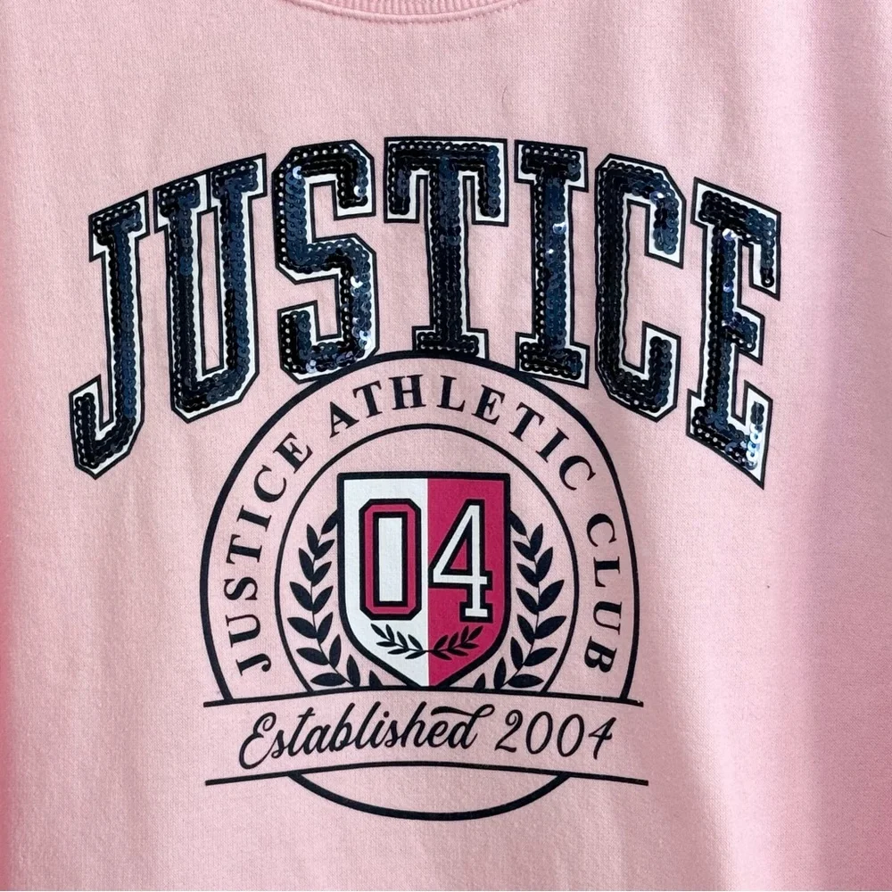 Justice Girls Sweatshirt Dress Pink 7-8 Pullover Fleece All Occasion Sequin Logo